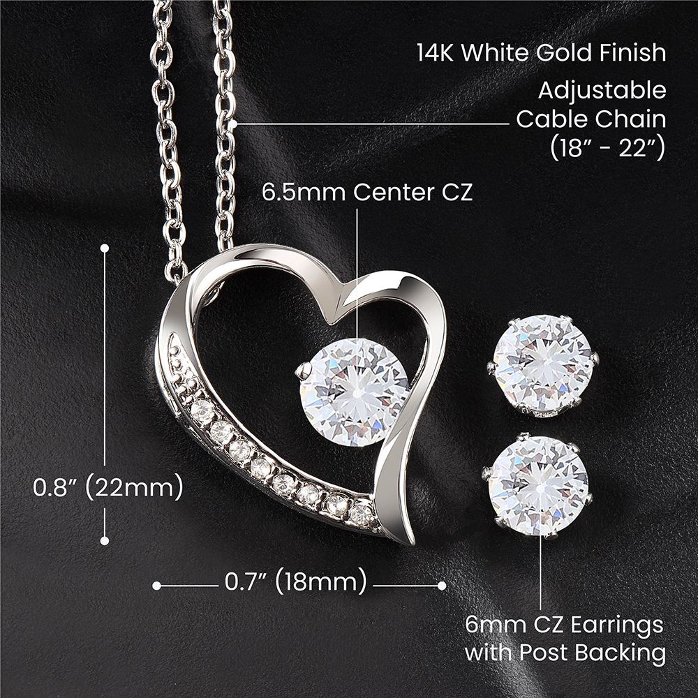 SiorJewelry Forever Love Necklace + clear CZ Earrings