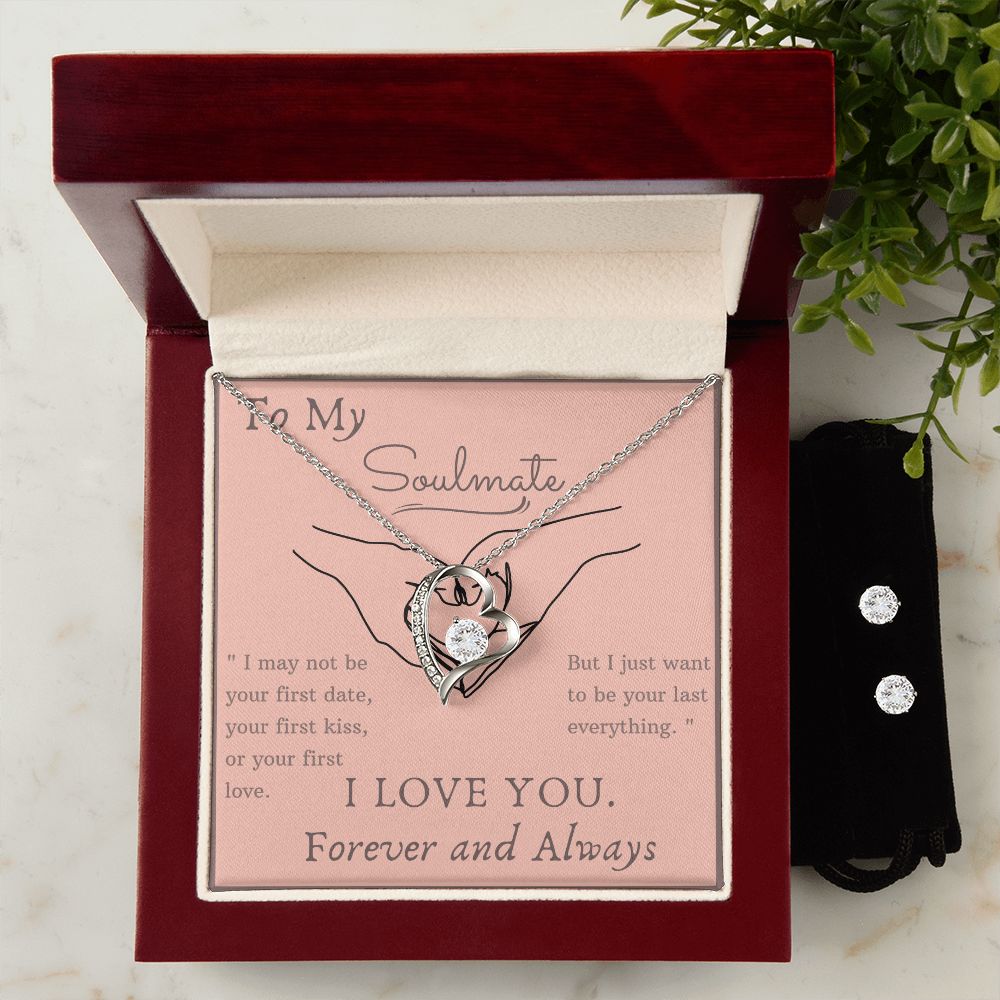 SiorJewelry Forever Love Necklace + clear CZ Earrings